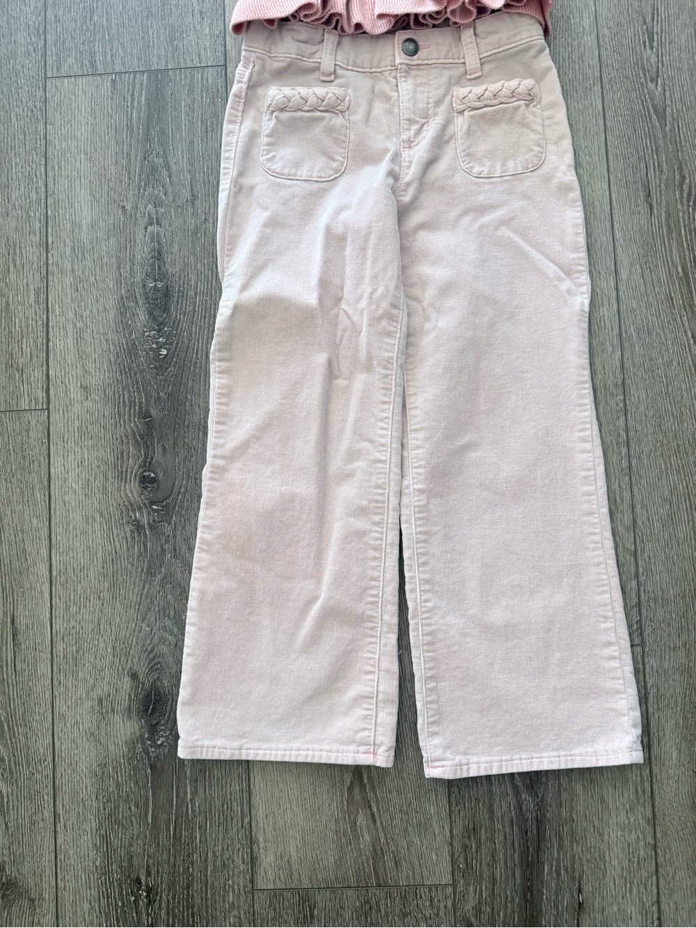 Gymboree Pale Pink Wide-Leg Jeans with Braided Pocket Trim